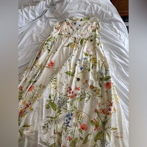 H&M Floral Maxi Dress - Cream with Multicolor Flowers